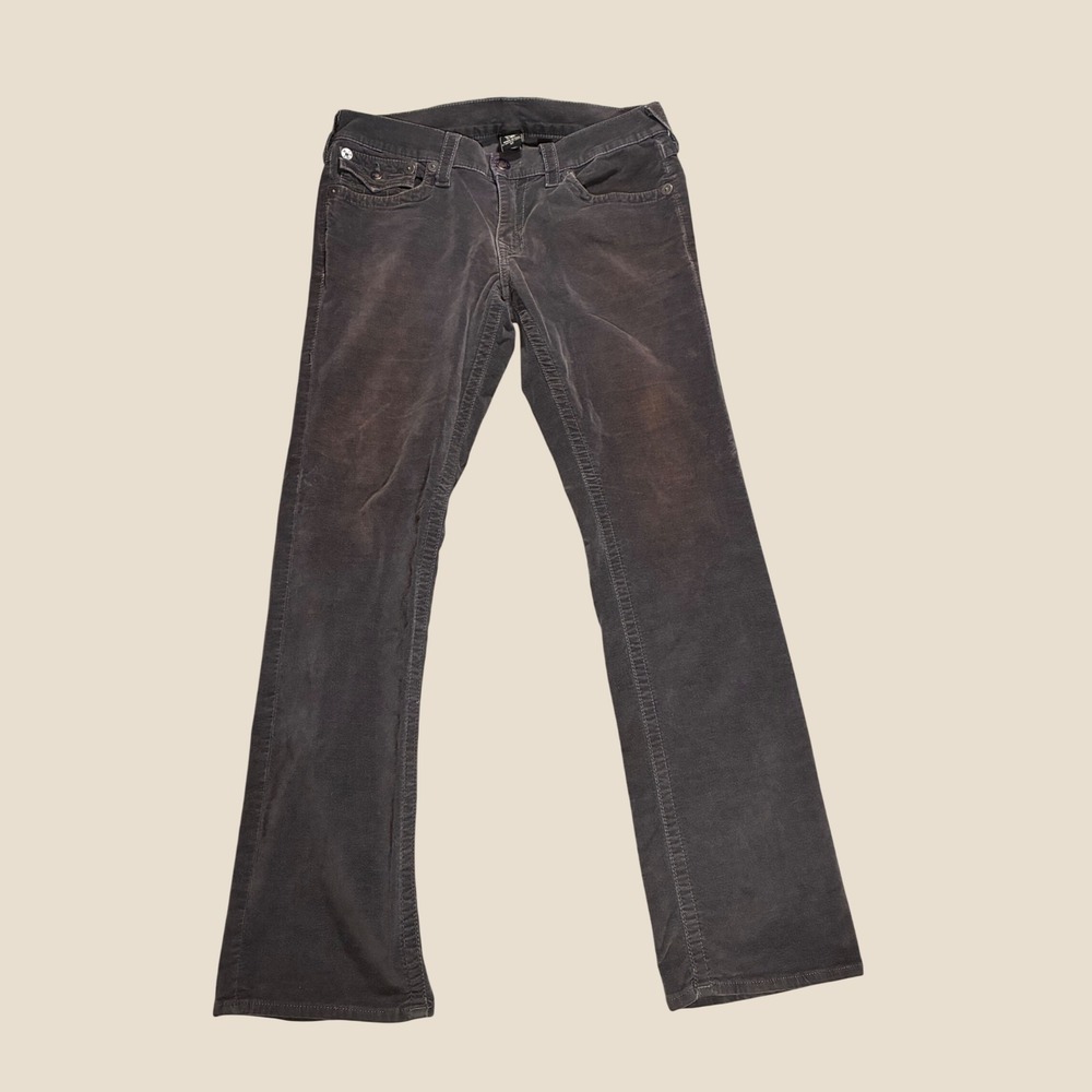 True Religion Mens Charcoal Grey Corduroy Bootcut Pants Size 33 Made in USA